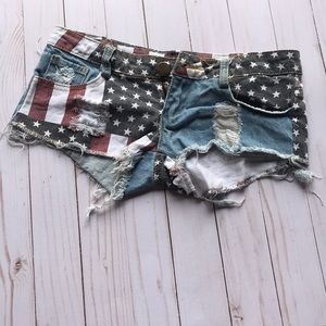 American flag distressed Jean shorts